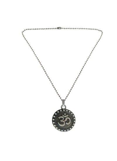 Round OM Design Silver Metal Pendant